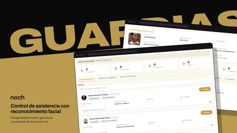Panel de supervisión de turnos con fichajes por reconocimiento facial